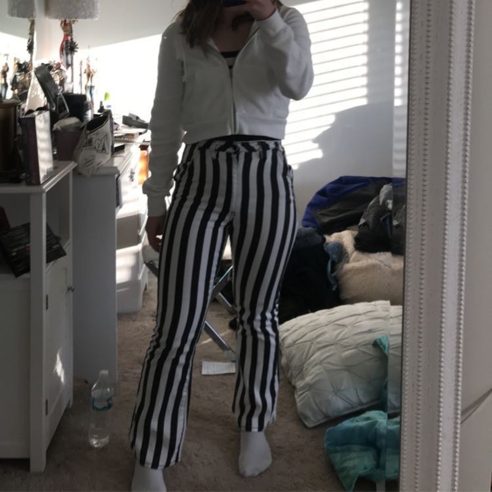 Striped flare jeans
